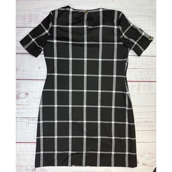 Tommy Hilfiger Woman’s Plaid A-Line Dress Size 12 Black / White - Picture 2 of 6